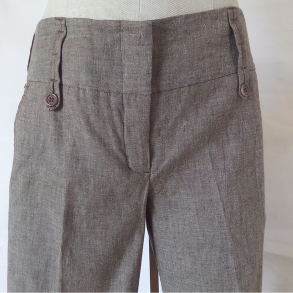 BCBGMAXAZRIA TABATHA Wide leg cuffed linen pants with belt Size 4 - Picture 3 of 13